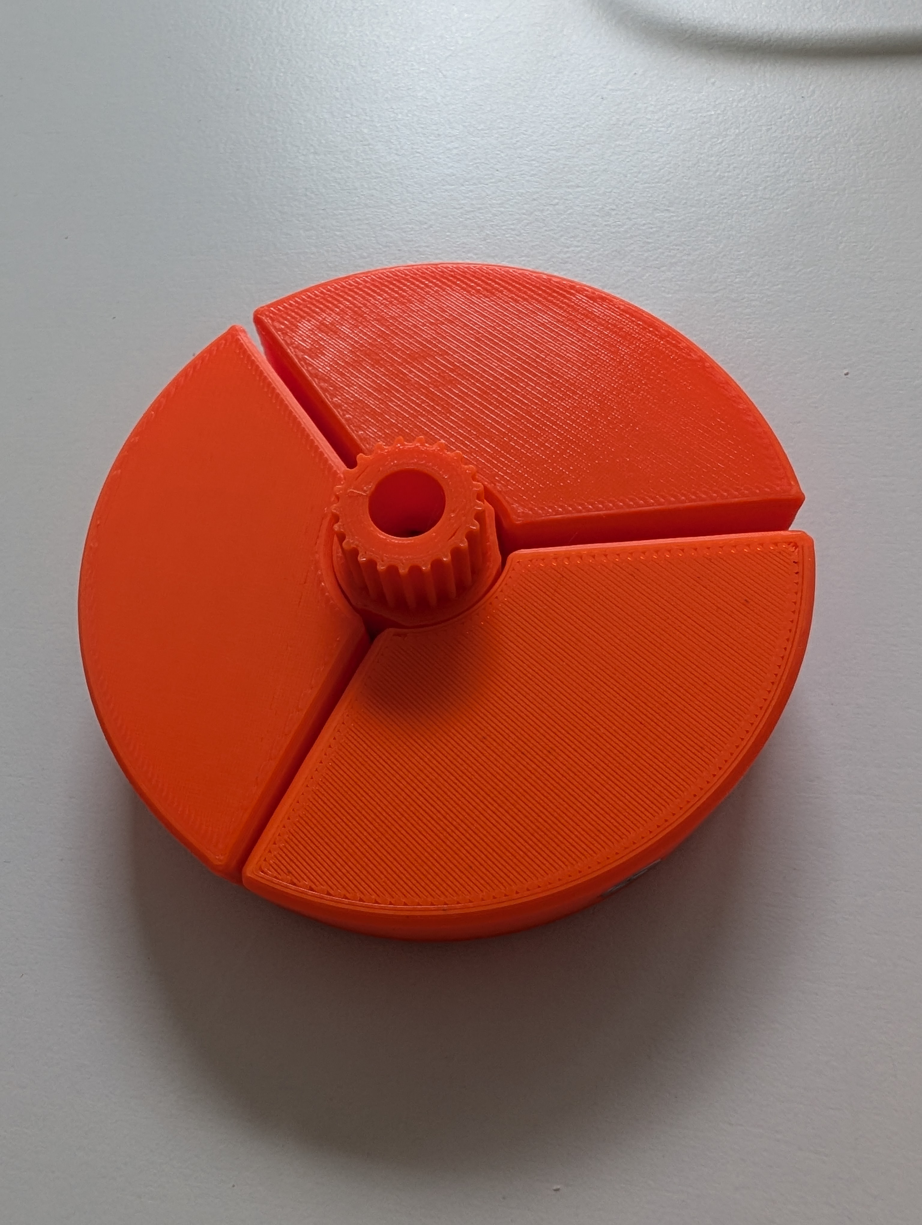 Orange second-version HexaClamp prototype